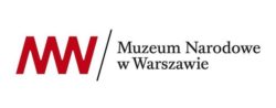 Czerwone litery M i W są połączone, po ukośniku napis Muzeum Narodowe w Warszawie